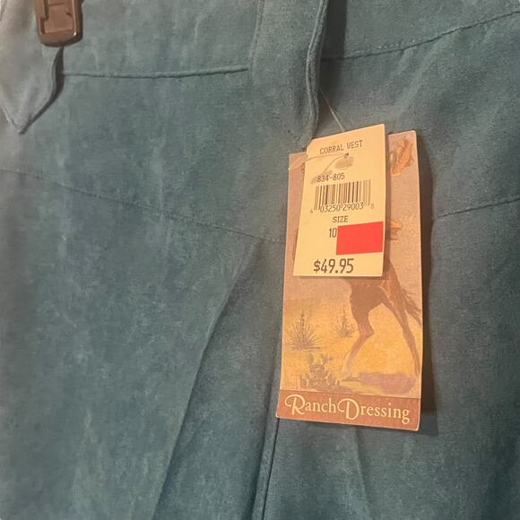 Ranch Dressing NWT Dead Stock Vintage Size 10 Turquoise Faux Suede Pants - Picture 7 of 11